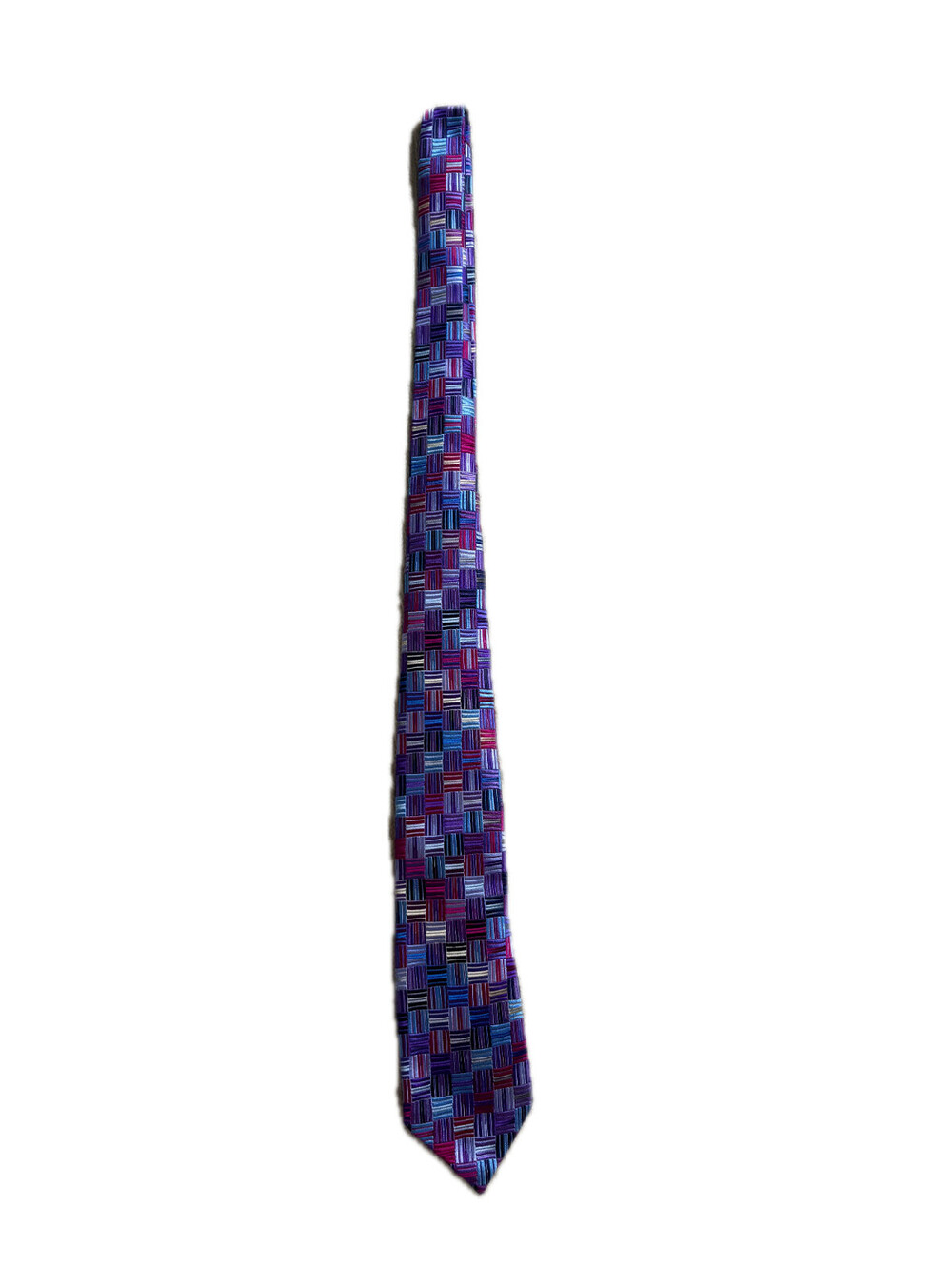 Duchamp London Purple Striped Checkers Tie